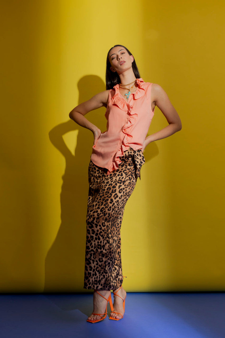 Peach Double Ruffle Cami