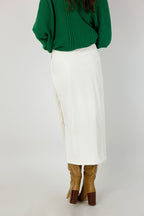 Off White Vegan Leather Wrap Skirt - NT