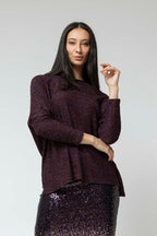 Plum Lurex Crew Neck Jumper