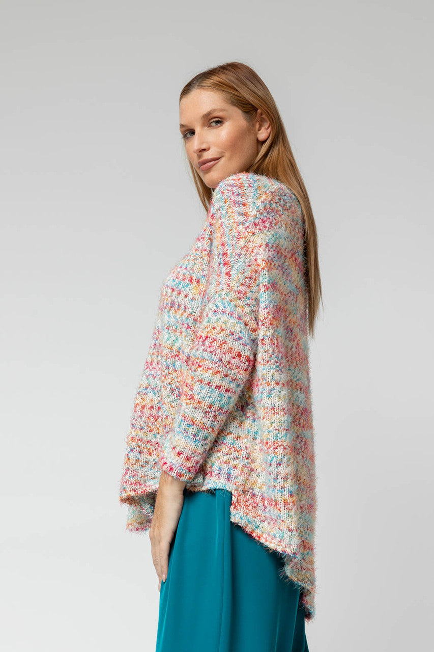 White Speckle Fluffy V Neck Jumper- Sale