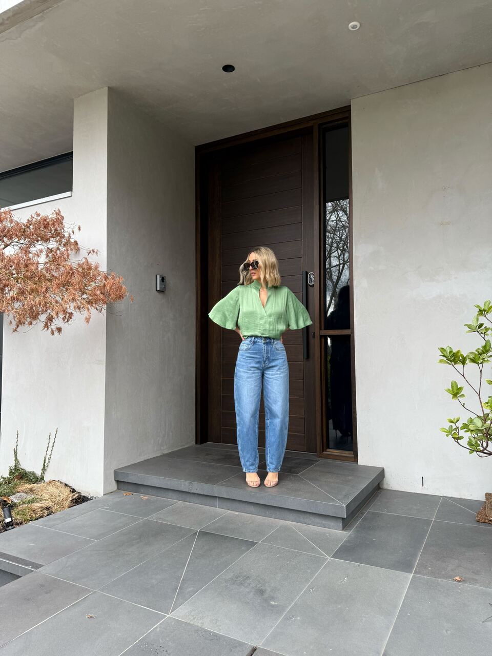 Green Milan Fluted Blogger Shirt
