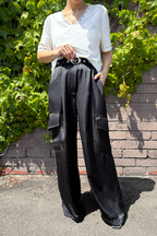 Black Cargo Barrel Pant