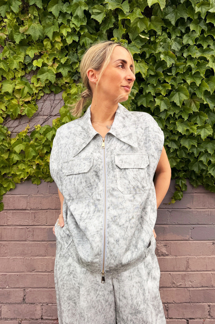 Marble Zip Cargo Vest