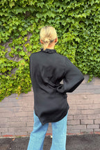 Black Double Ruffle Blouse