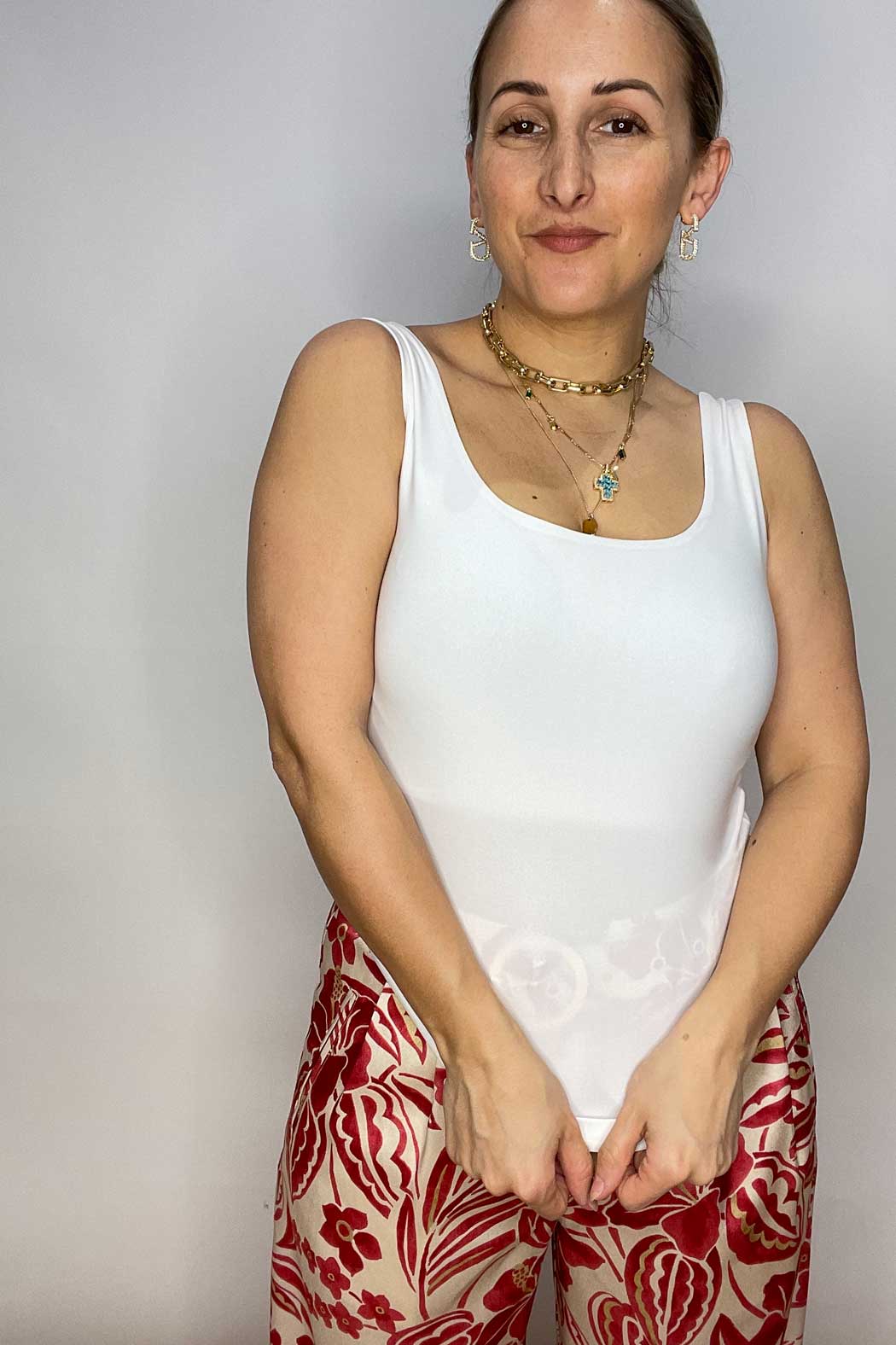 Ivory Jersey Double Layer Cami