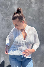 Ivory Stretch Lace Bodyshirt - SALE
