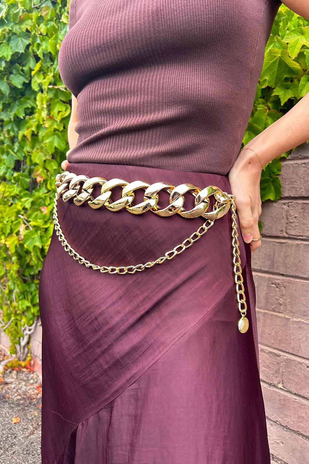 Gold Resin Chain Belt O/S