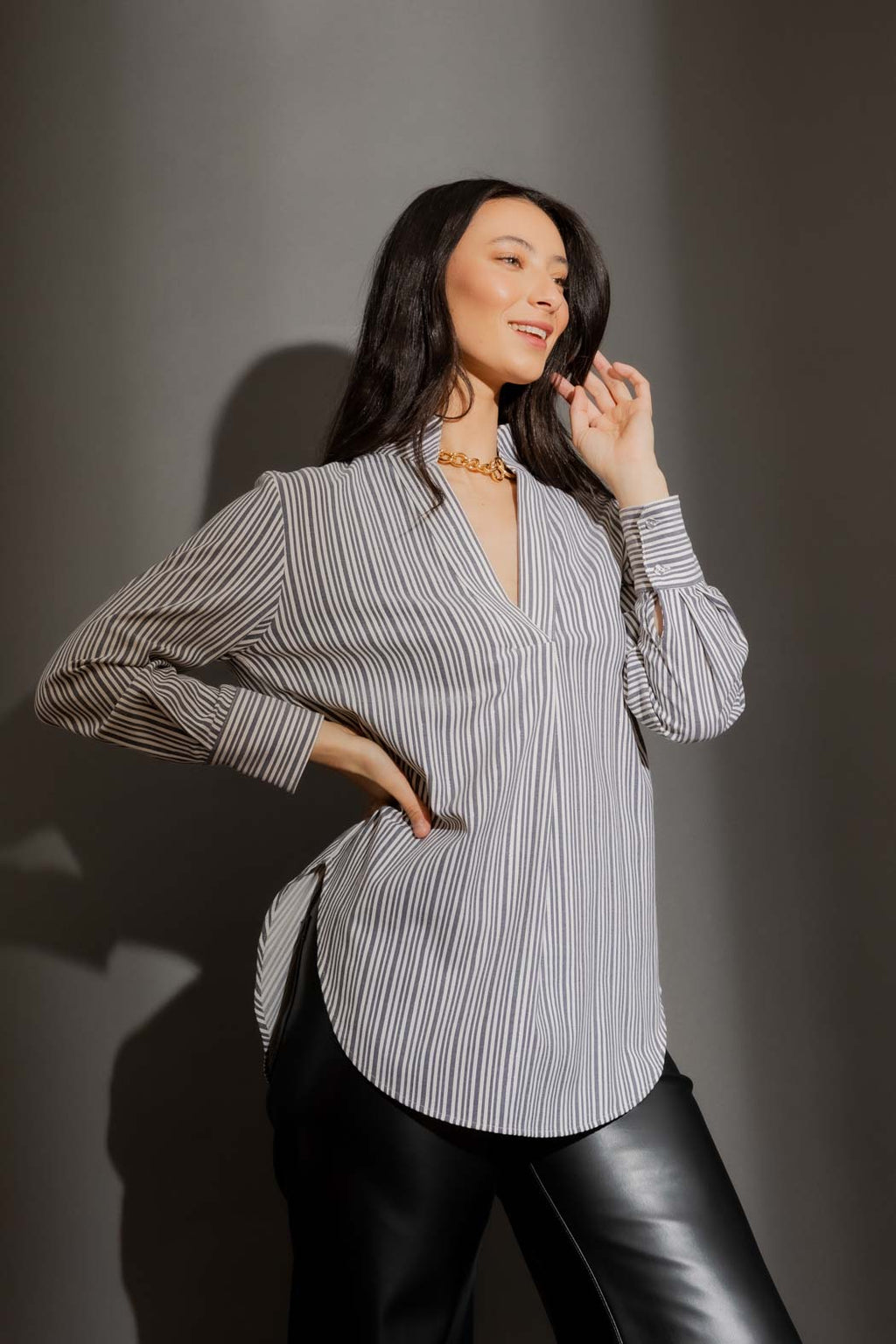 Stripe Lurex Blogger Shirt