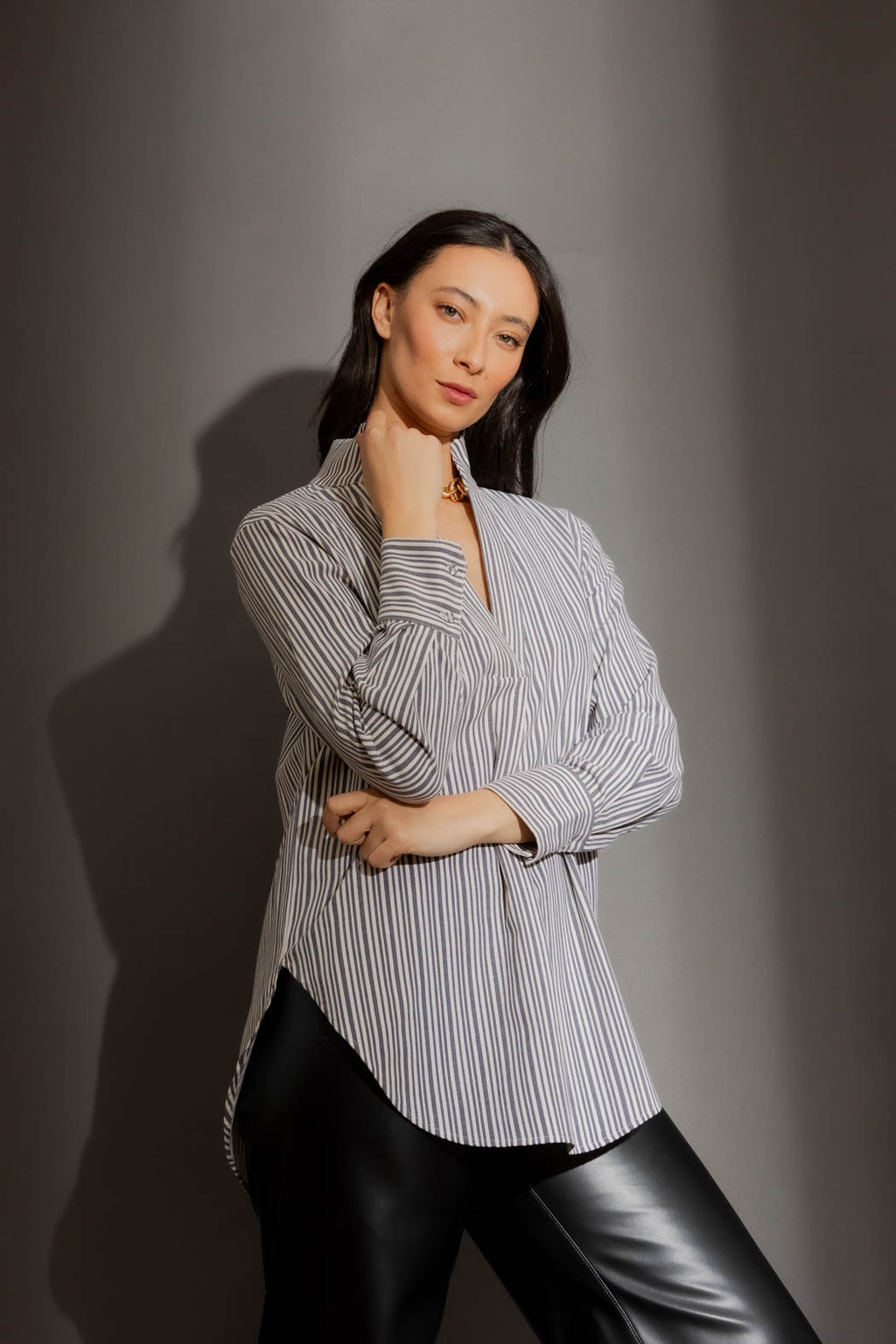 Stripe Lurex Blogger Shirt