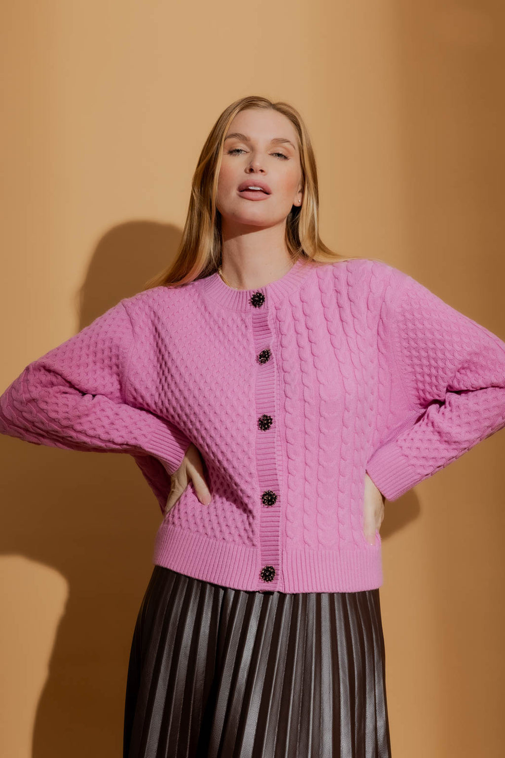 Pink Crystal Bead Cardi Pink S