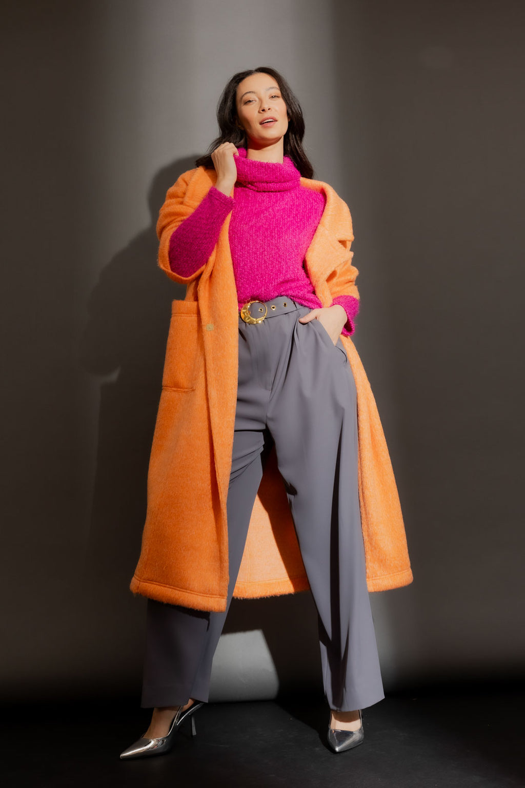 Pink Fluffy Roll Neck Jumper