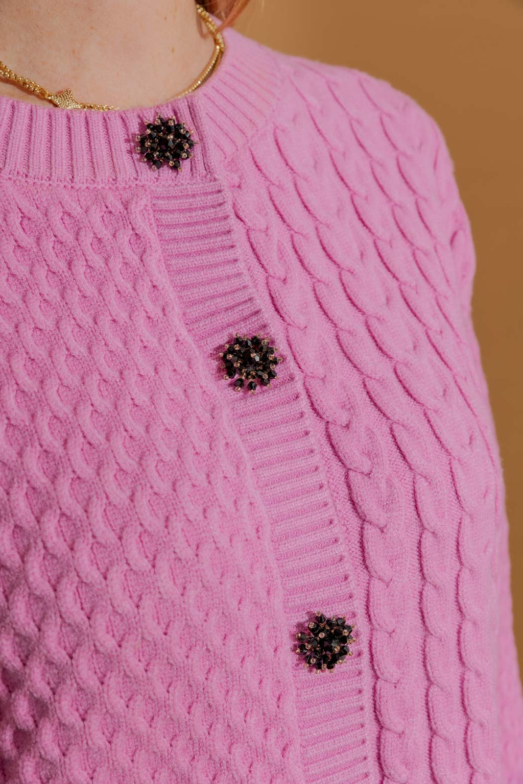 Pink Crystal Bead Cardi Pink S