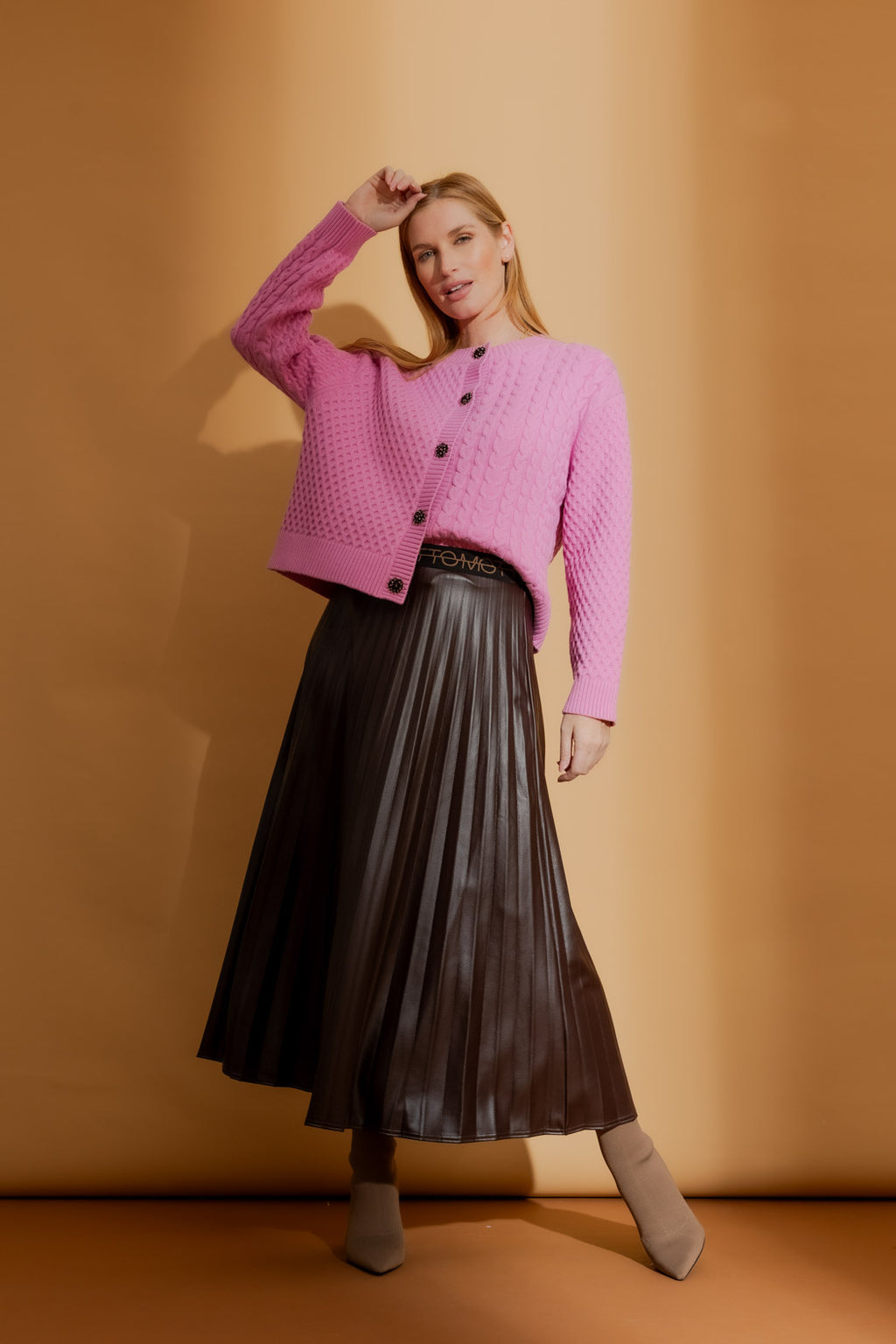 Pink Crystal Bead Cardi Pink S