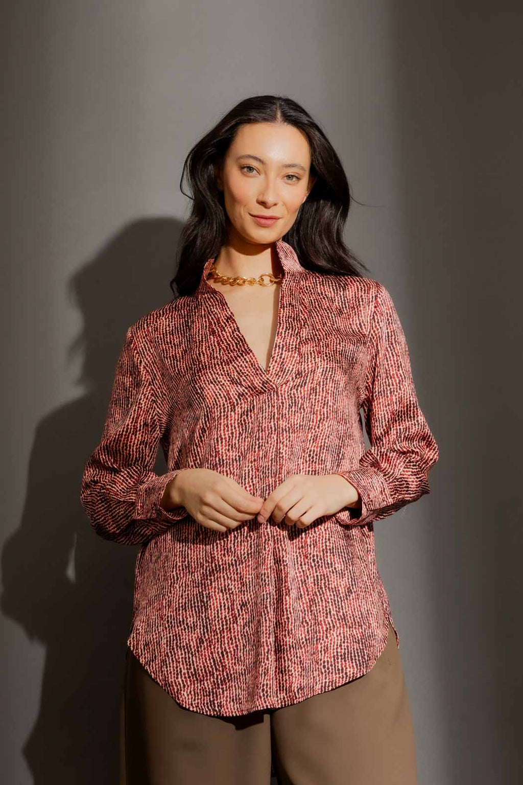 Red Print Blogger Shirt