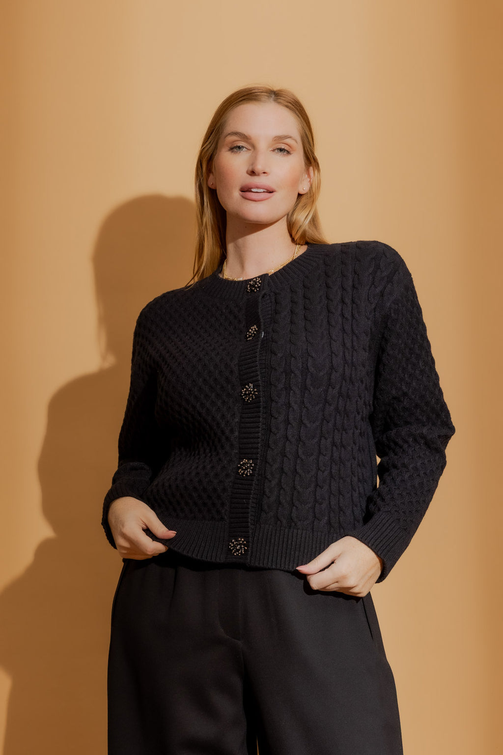 Black Crystal Bead Cardi Black S