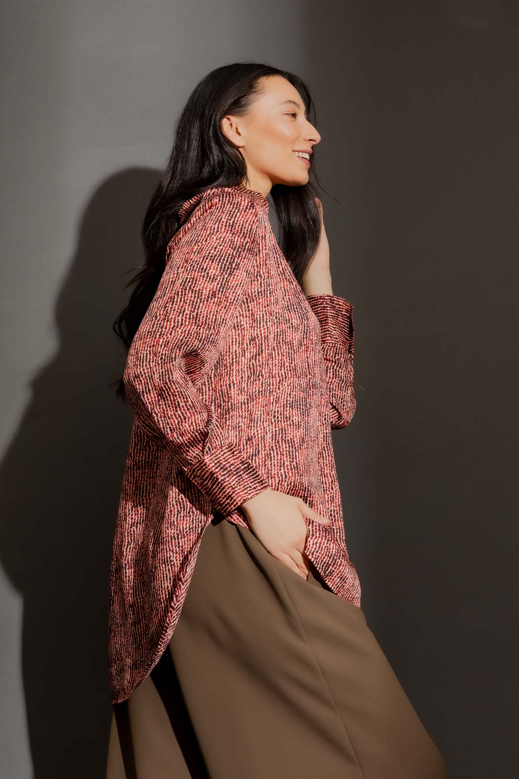 Red Print Blogger Shirt