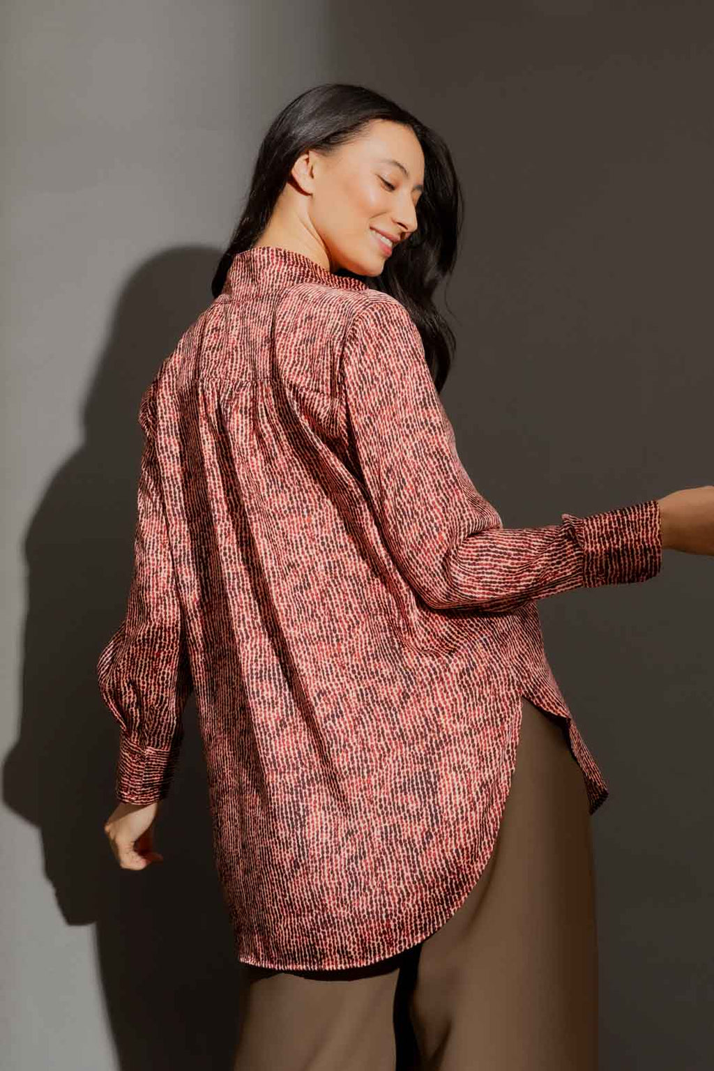 Red Print Blogger Shirt