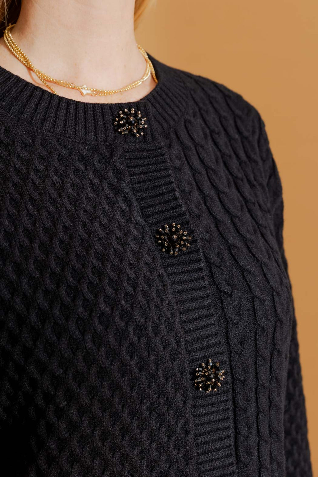 Black Crystal Bead Cardi Black S