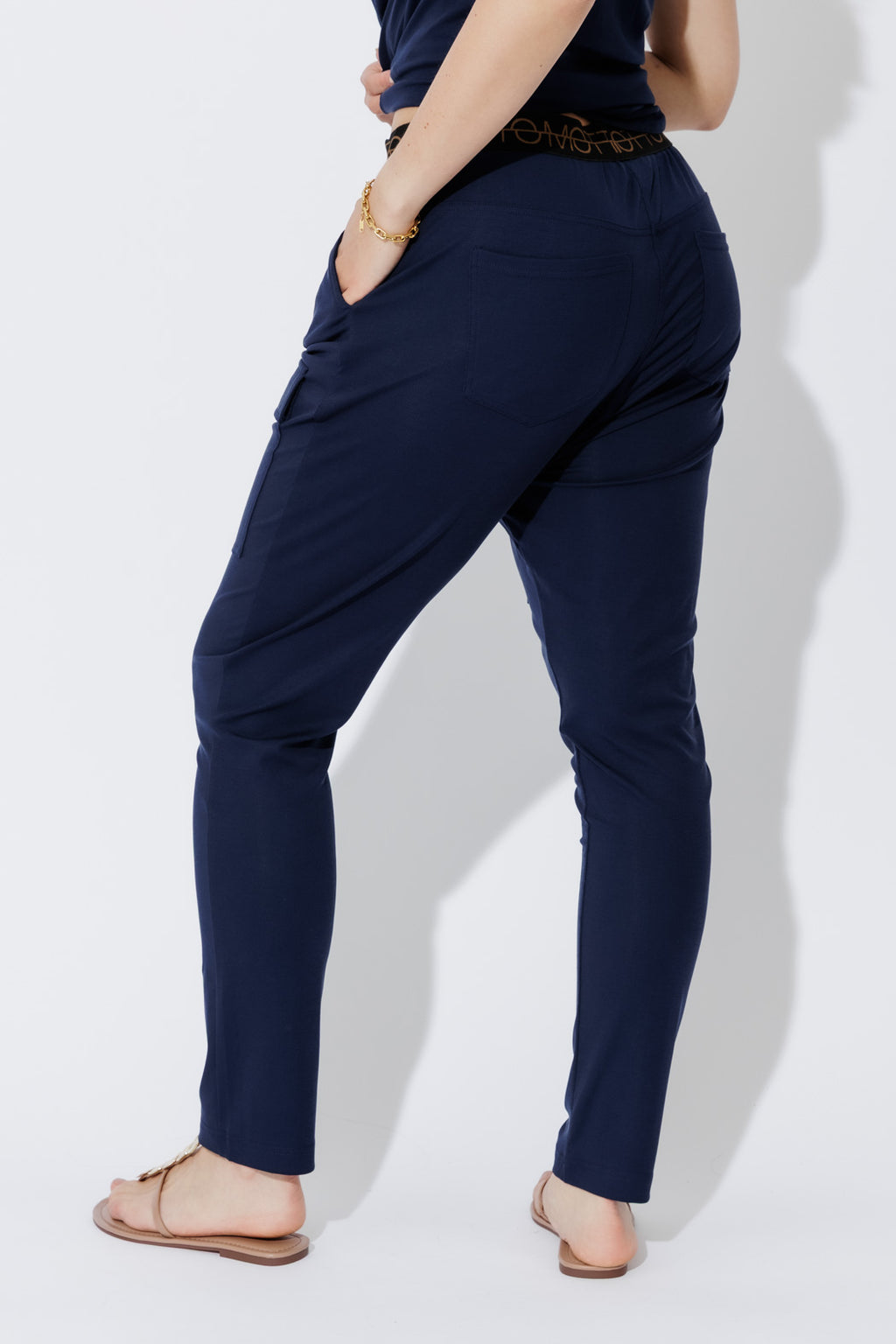 Navy Tencel Pull On Cargo Pant