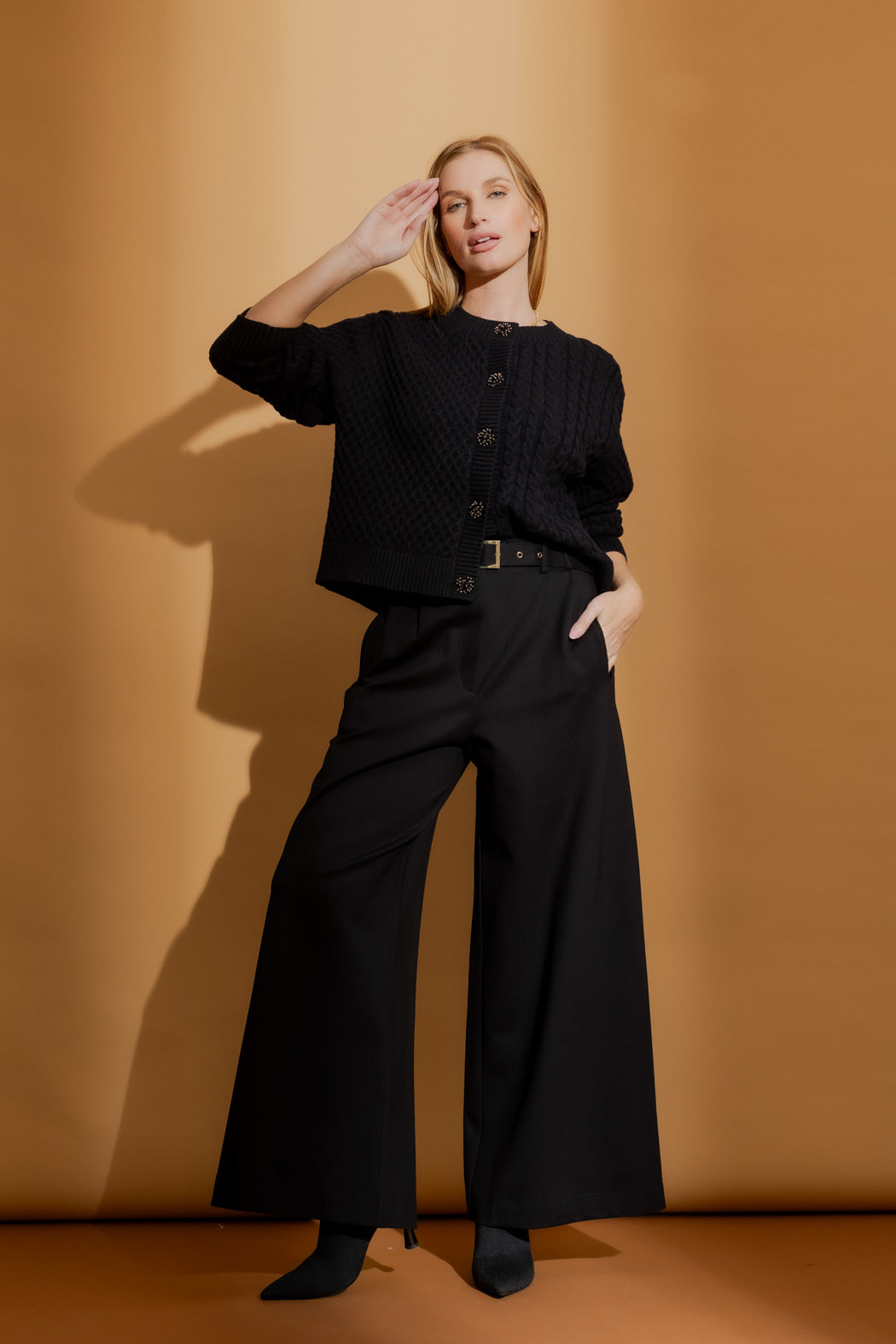 Black Crystal Bead Cardi Black S