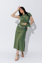 Aqua/Khaki Stripe Harlow Top