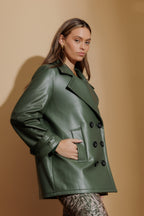 Olive Coated Midi Trench Coat