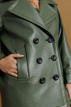 Olive Coated Midi Trench Coat