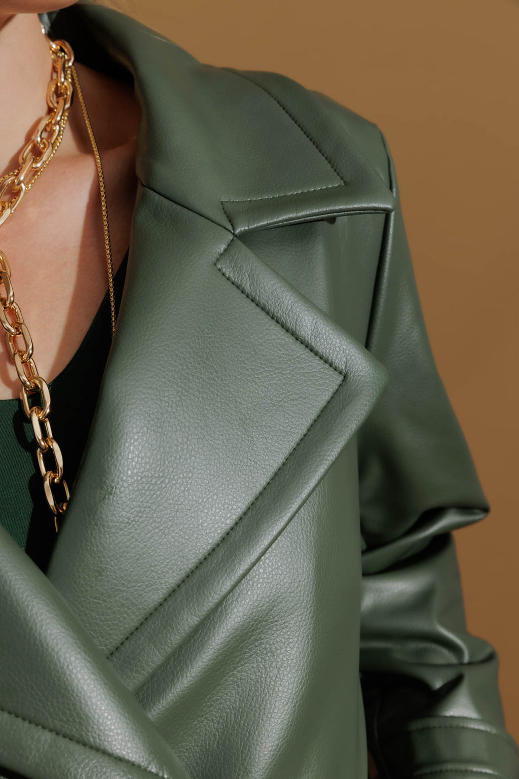 Olive Coated Midi Trench Coat