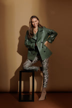 Olive Coated Midi Trench Coat