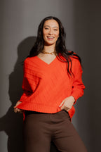 Orange Diamond V-Neck Jumper Orange S/M