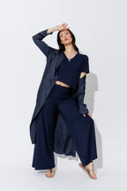 Navy Tencel V-Neck T-Shirt