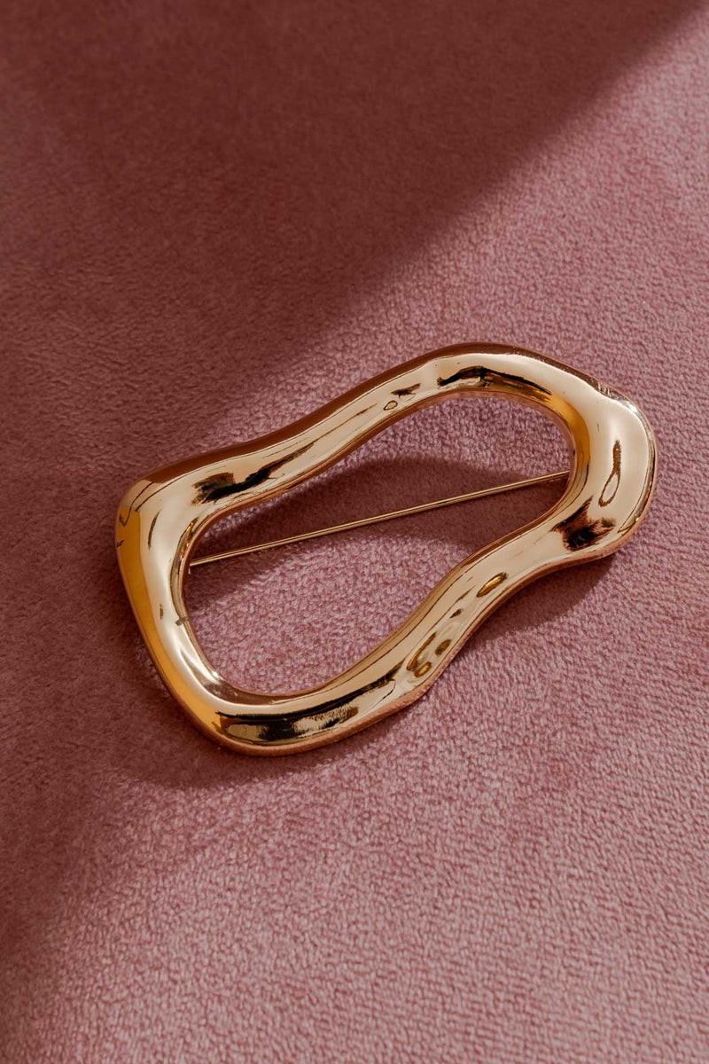 Gold Wave Brooch Gold O/S