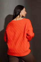 Orange Diamond V-Neck Jumper Orange S/M