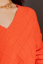 Orange Diamond V-Neck Jumper Orange S/M