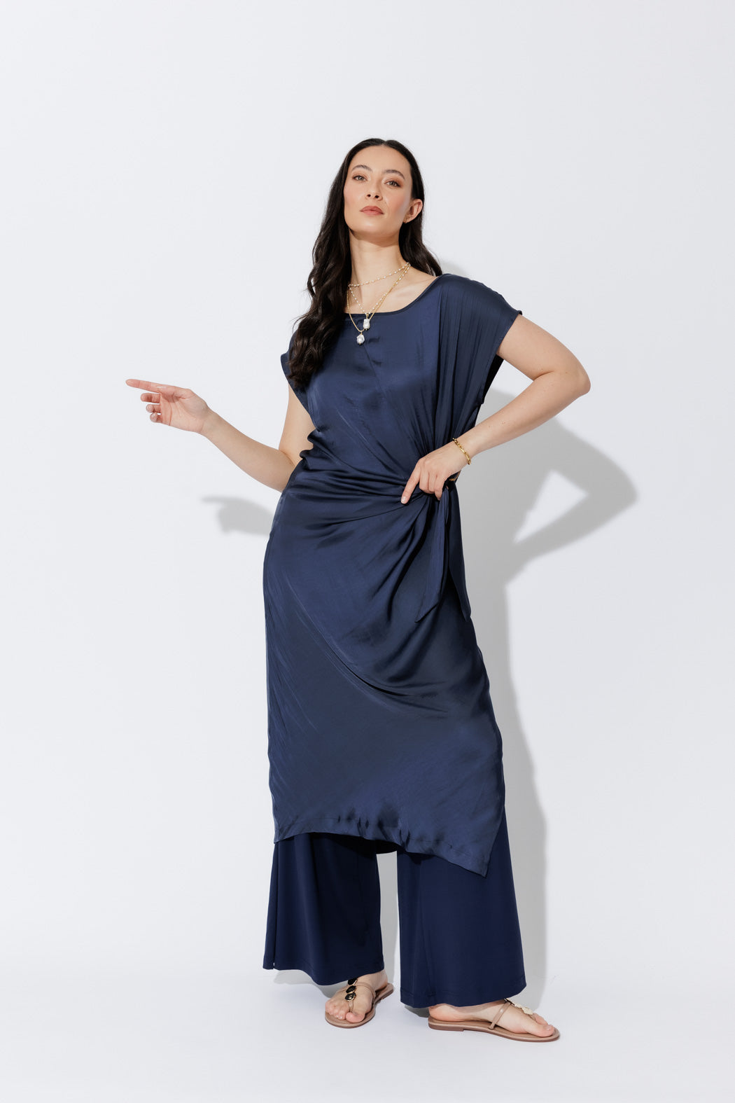Navy Silky Harlow Dress