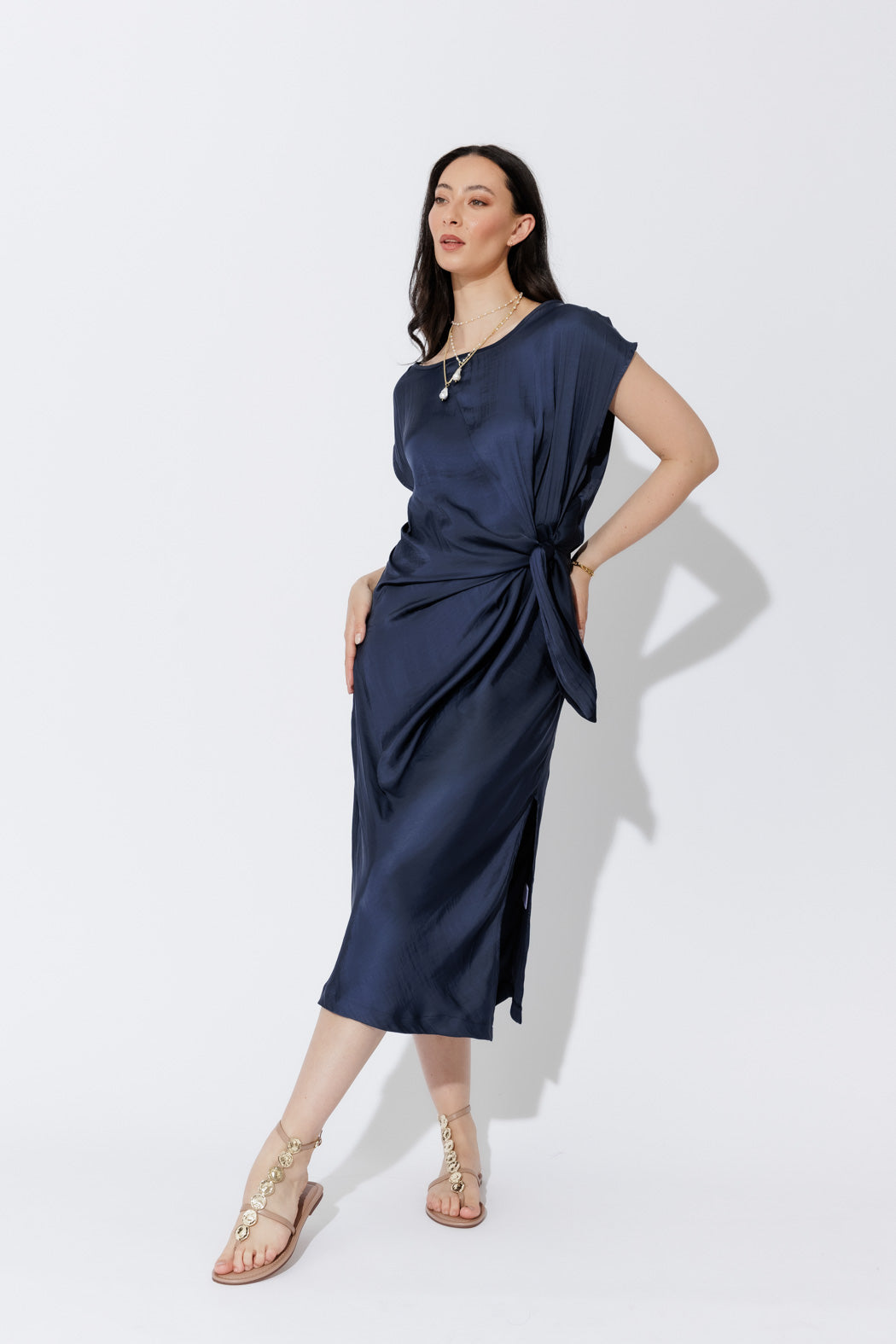 Navy Silky Harlow Dress