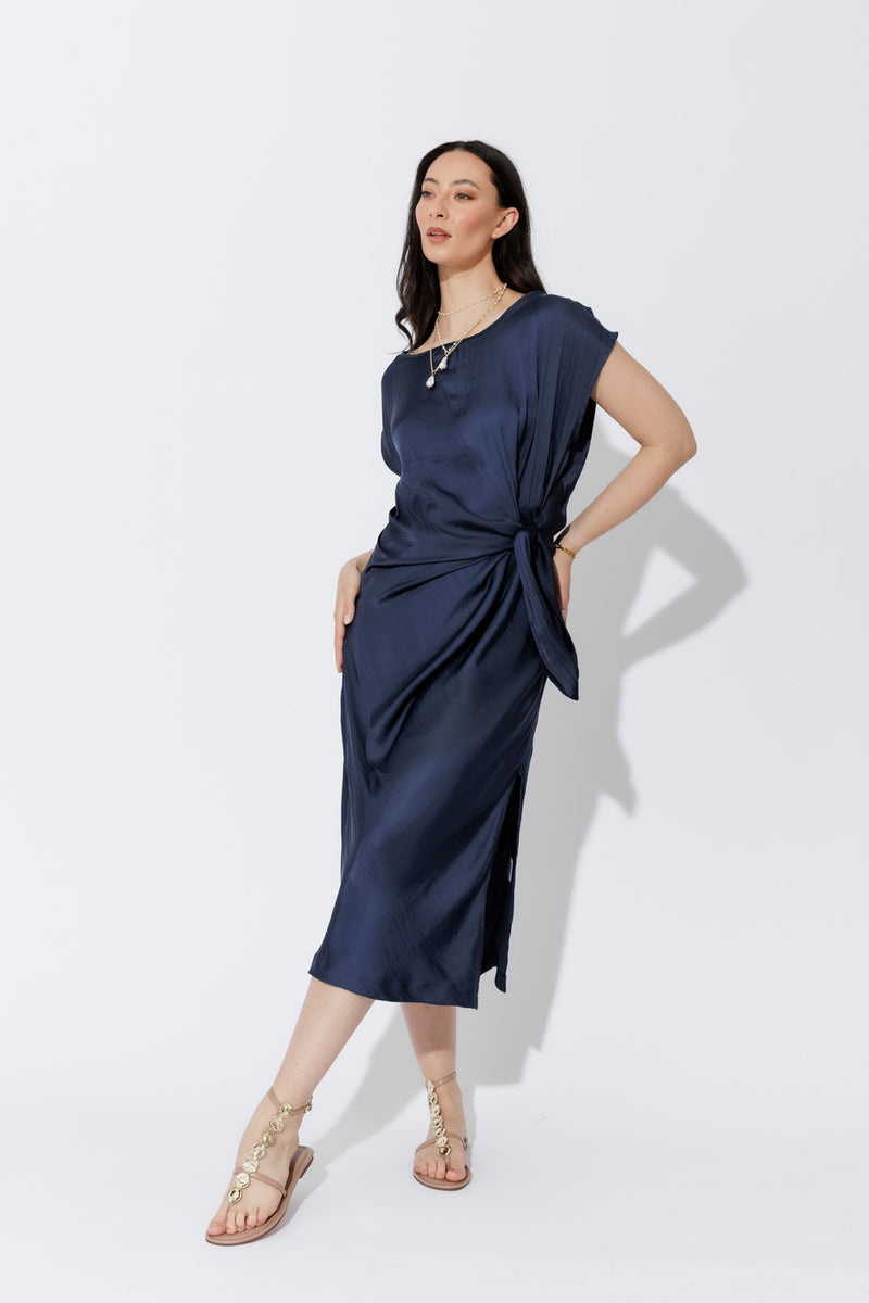 Navy Silky Harlow Dress