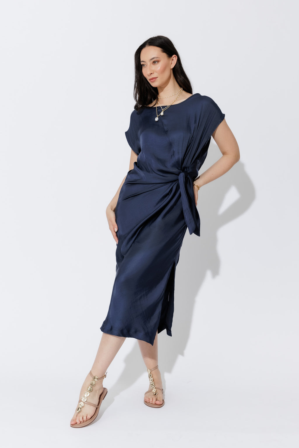 Navy Silky Harlow Dress