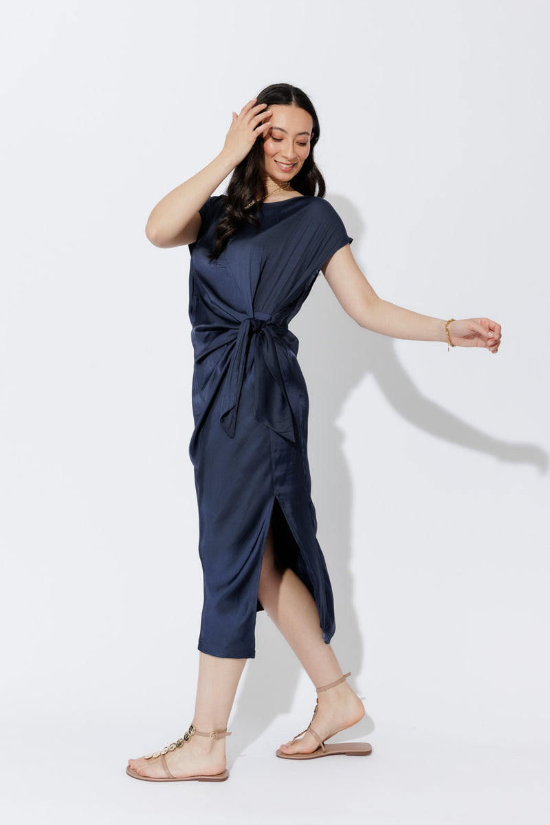 Navy Silky Harlow Dress