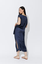 Navy Silky Harlow Dress