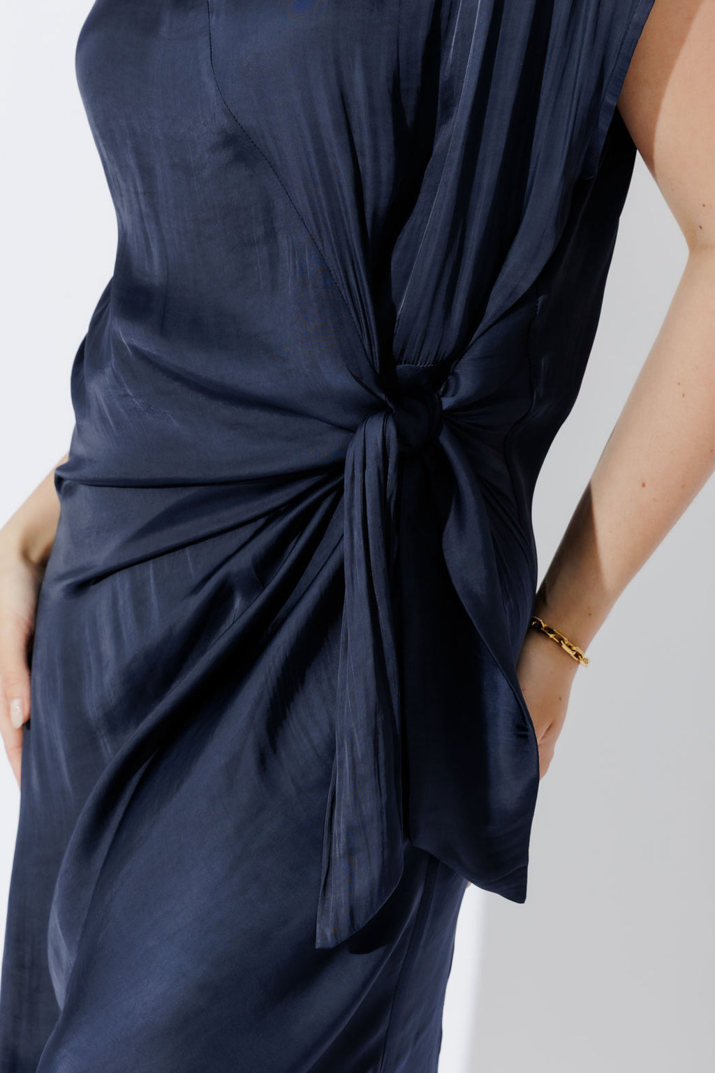 Navy Silky Harlow Dress