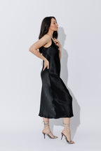 Black Gloss Bias Dress