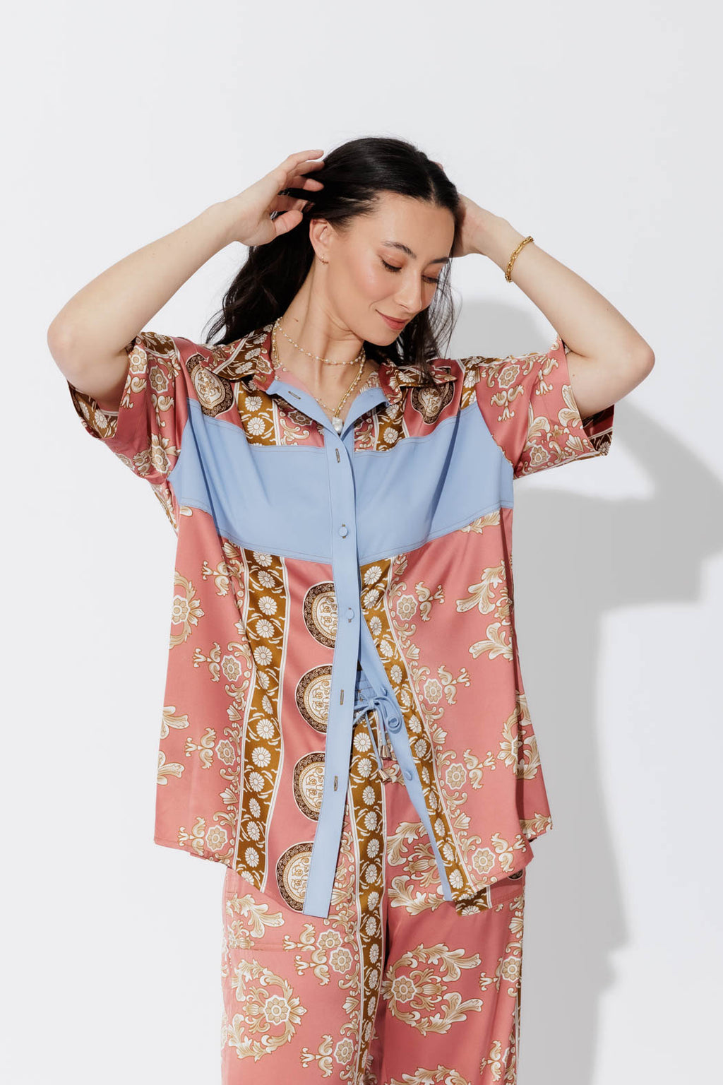 Coral Contrast Shirt