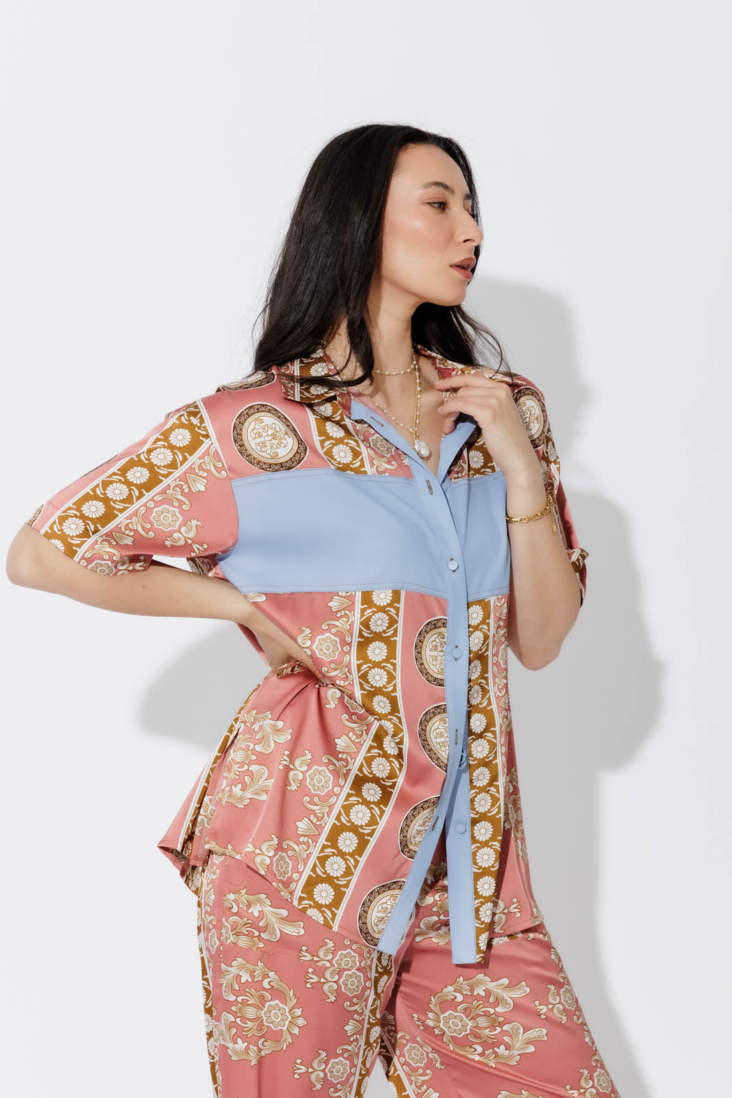 Coral Contrast Shirt