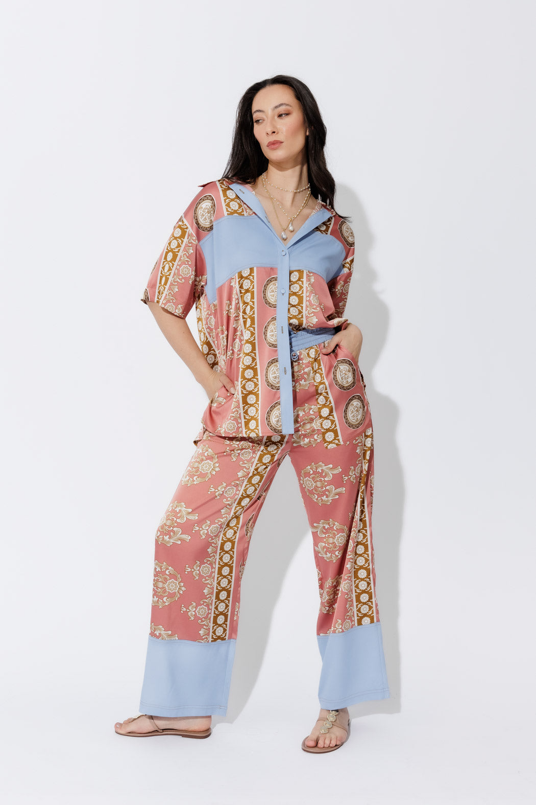 Coral Contrast Shirt