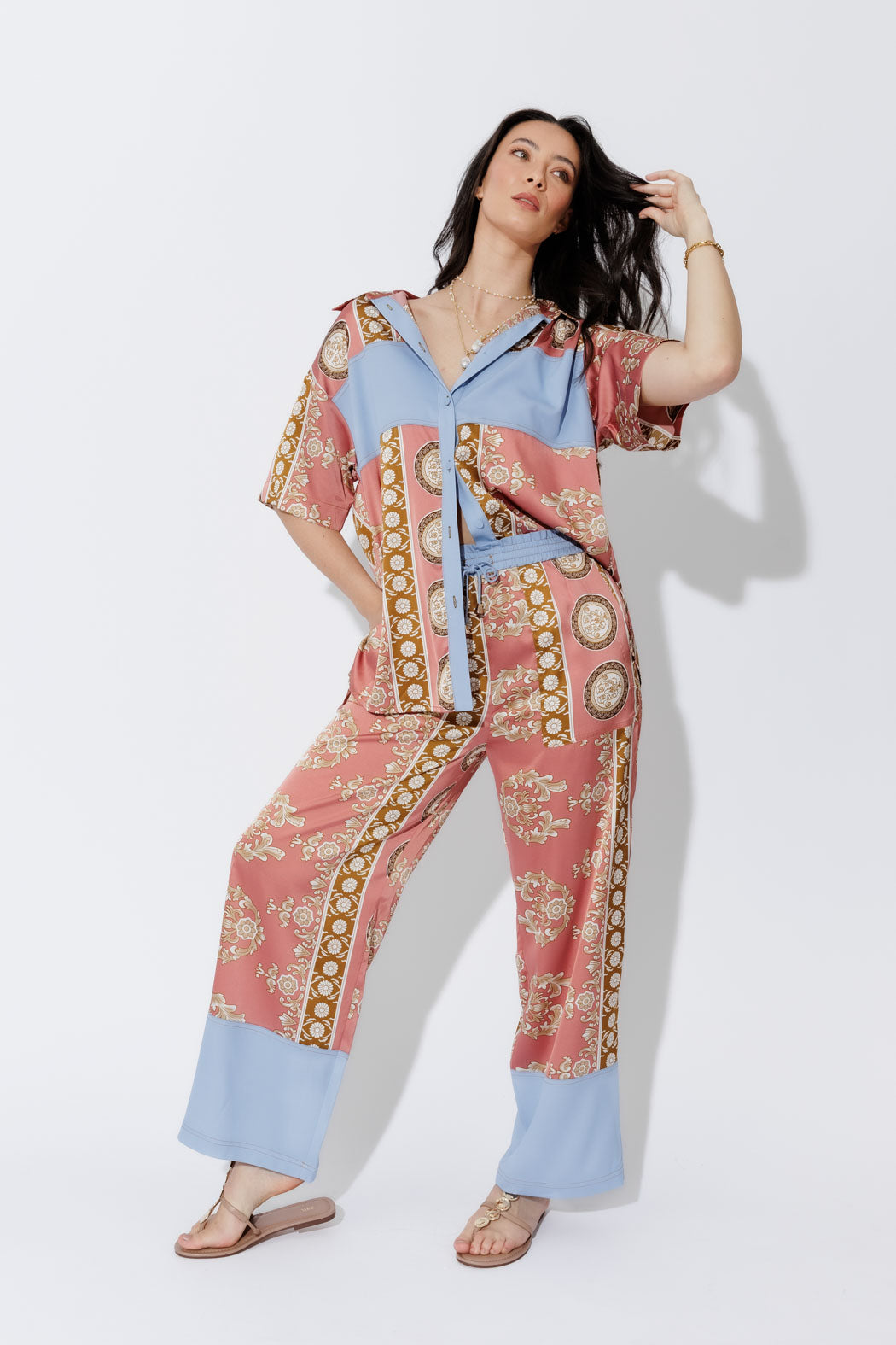 Coral Contrast Pant
