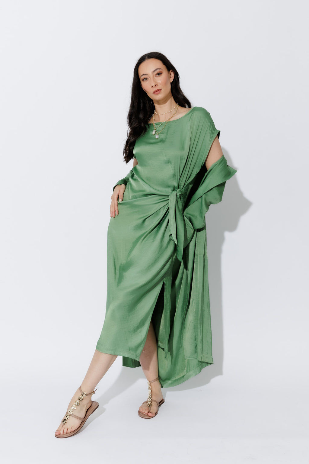 Green Silky Harlow Dress