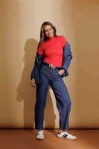 Red Tencel Turtle Neck Top