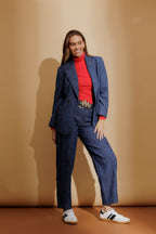 Blue Embossed Denim Blazer