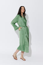 Green Silky Trench Coat